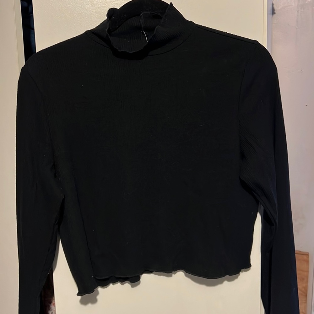 Aerie turtleneck black ribbed long sleeve top